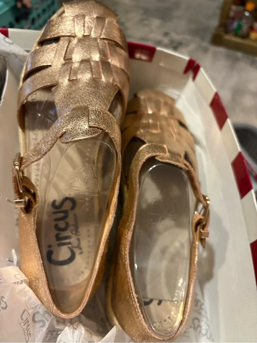 Sam Edelman Metallic Rose Gold Woven Espadrille Platform Sandals